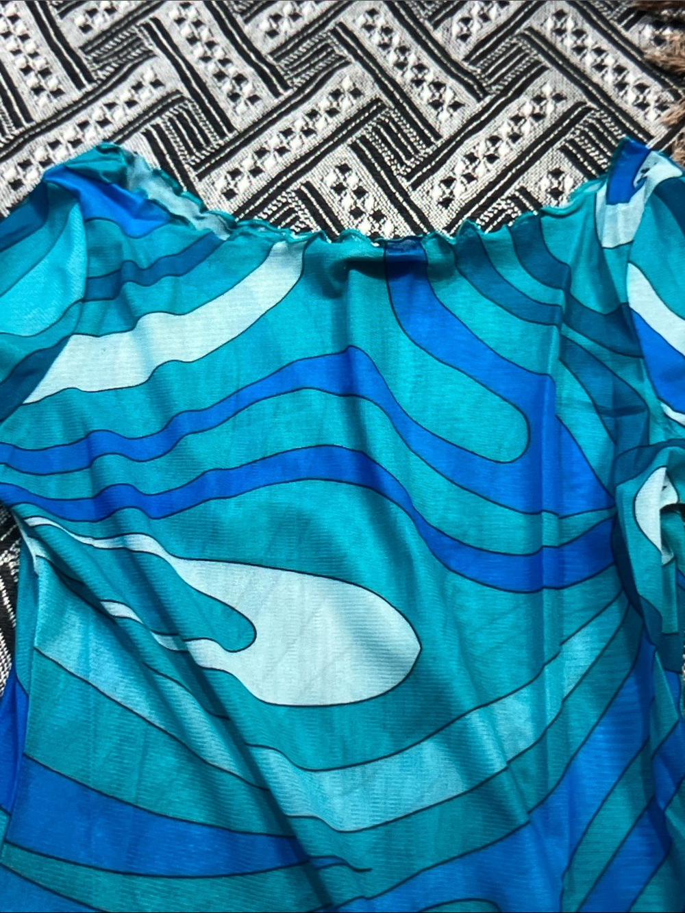 Emilio Pucci Turquoise and Teal Swirl Long Sleeve Top Size S - Picture 5 of 9